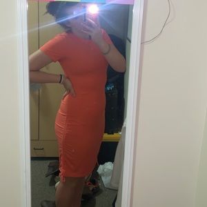 coral color bodycon dress!!